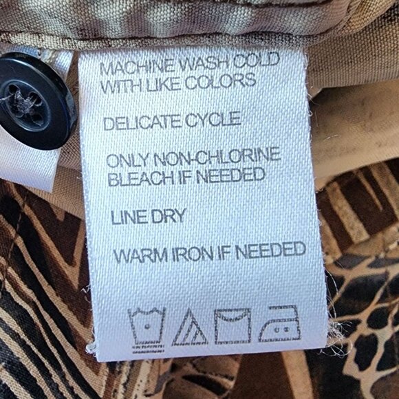 Axis LA Mens Medium Shirt Silk Hawaiian Floral Tan Brown Black Tropical Party - Picture 9 of 10